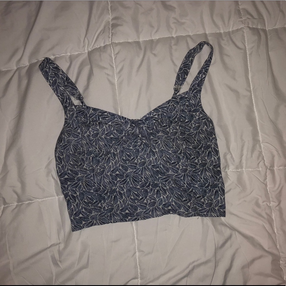 Blue & white strapped crop top